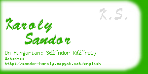 karoly sandor business card
